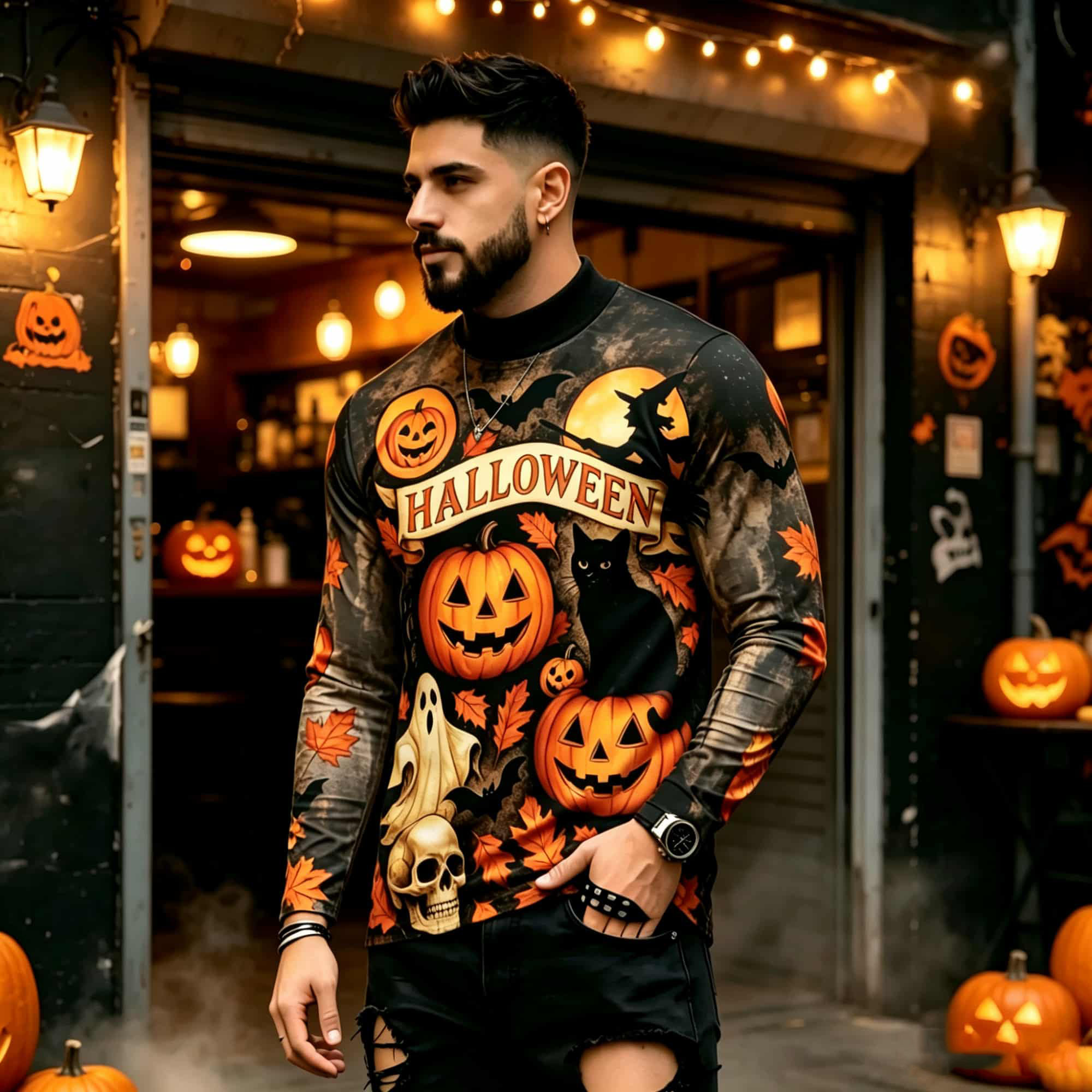 Street Fashion Us - Camiseta de Manga Larga con Estampado