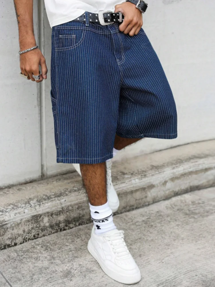 Street Fashion Baggy - Pantalones Cortos de Mezclilla Holgados con
