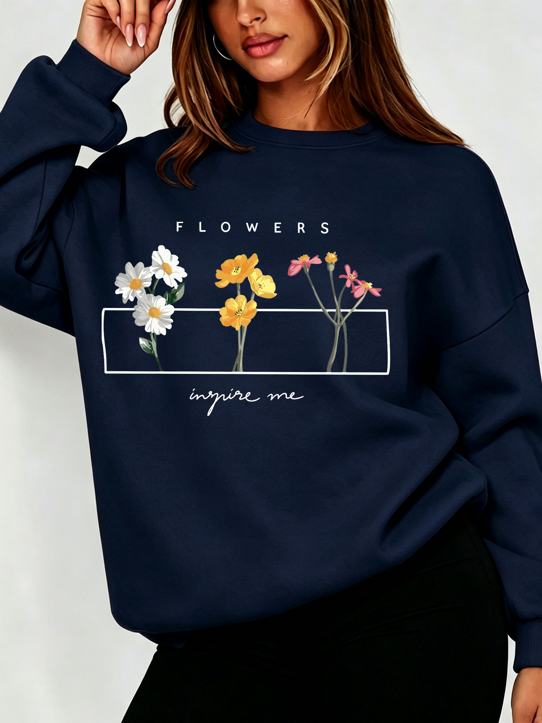 Sudadera Floral Daisy para Muj - Oversized Crewneck Fleece reseña y precio